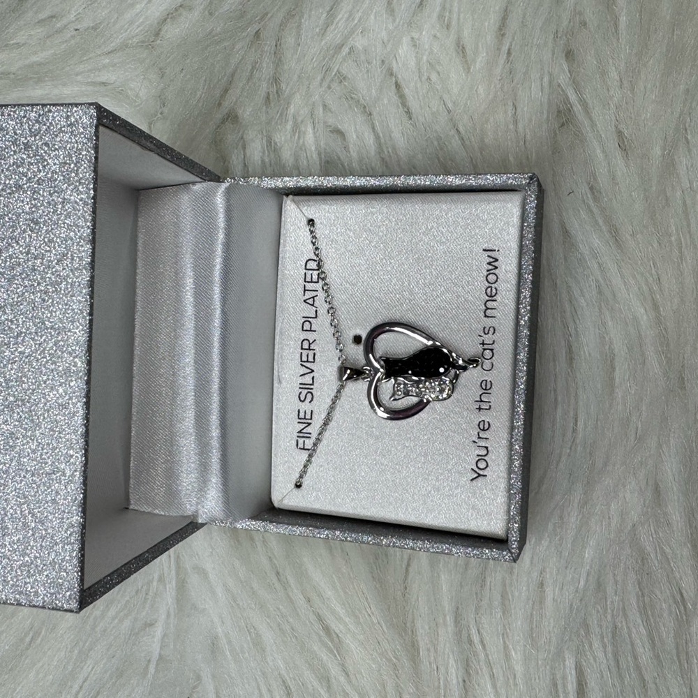 Silver Plated Cat Pendant Necklace